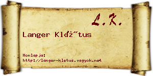 Langer Klétus névjegykártya